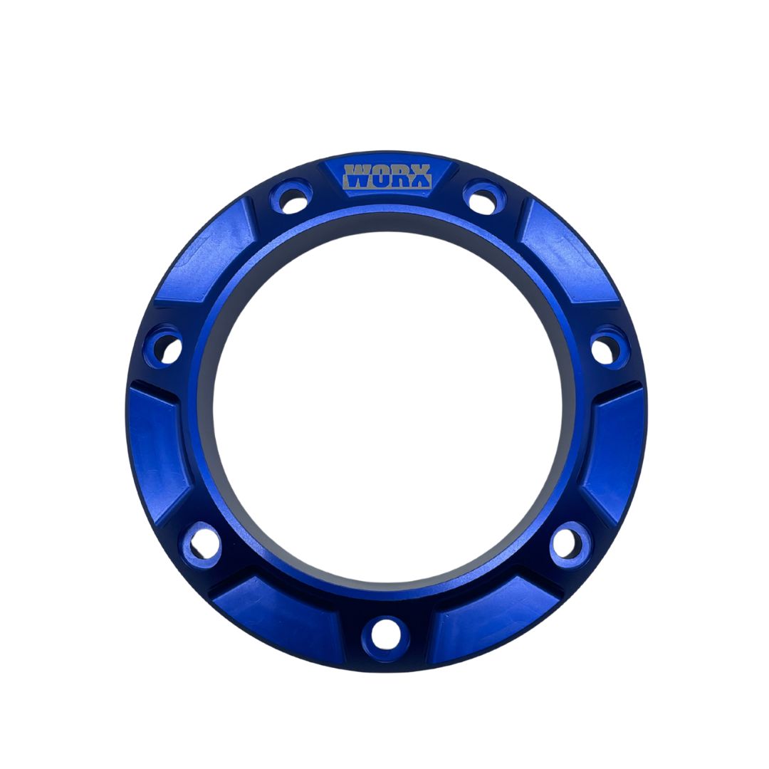 Worx Racing 2018+ Yamaha Rear Exhaust Kit contents in Nitro Blue - silicone hose, outlet, end cap and mounting hardware
