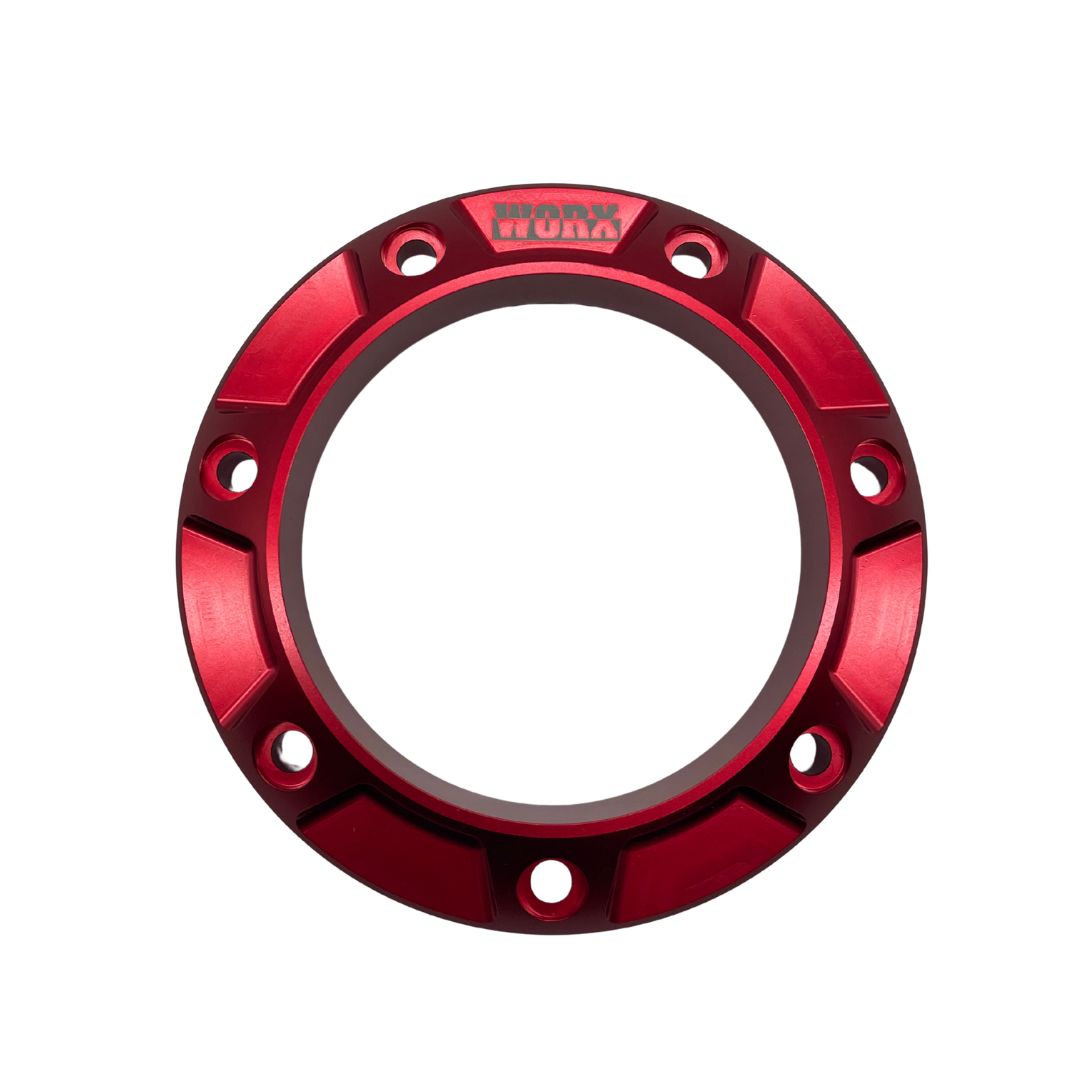 Worx Racing exhaust outlet in Ultra Violet anodised finish, angled product view