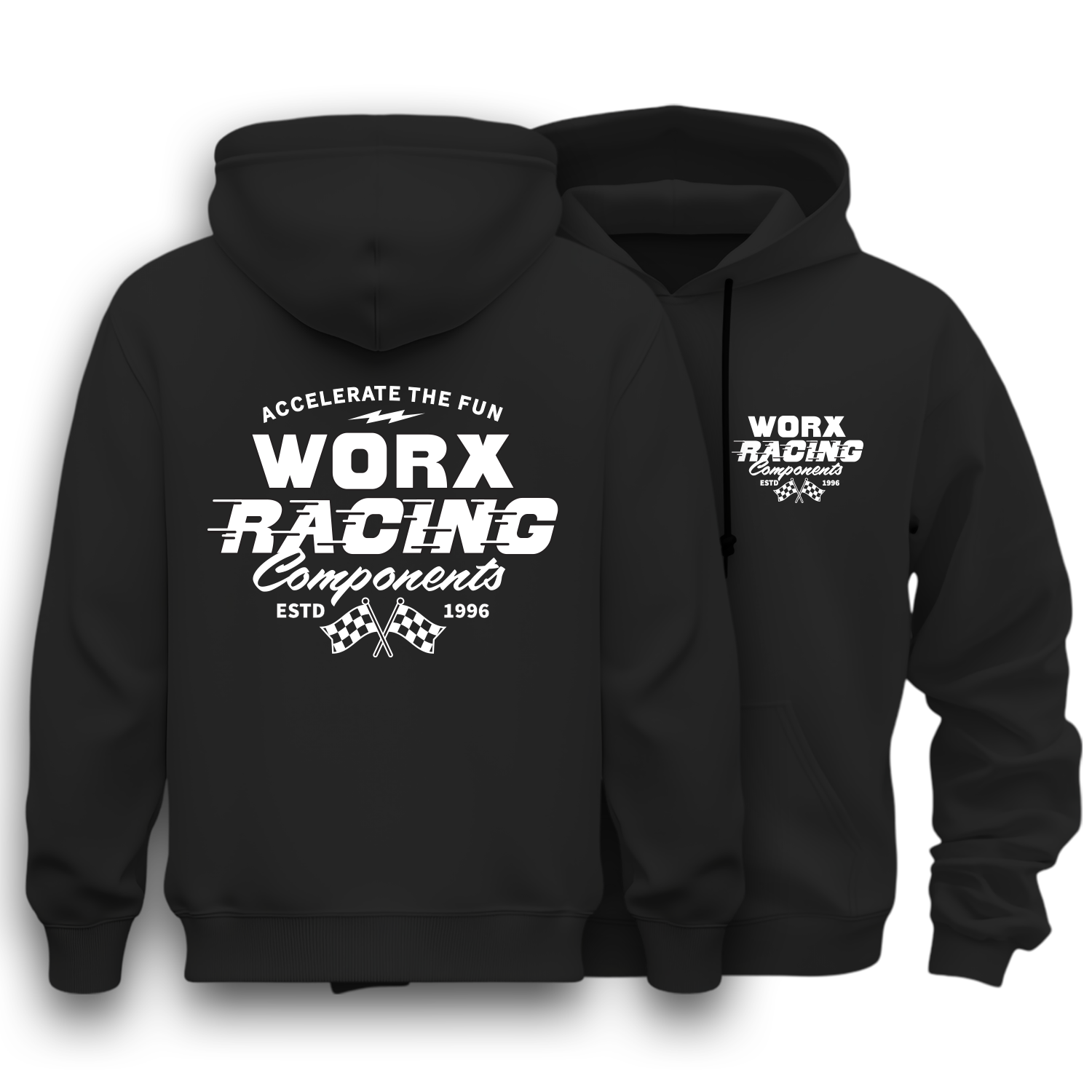 Worx Accelerate Hoodie in Black - front view