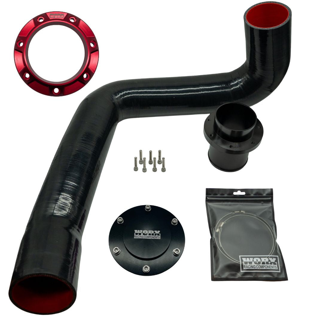 Worx Racing 2018+ Yamaha Rear Exhaust Kit silicone hose and outlet assembly in Ultra Violet