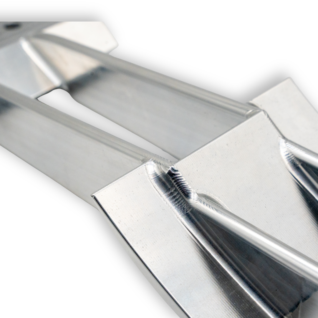 Detail shot of the precision-machined centre rail on the WR250 Signature Series billet aluminum intake grate