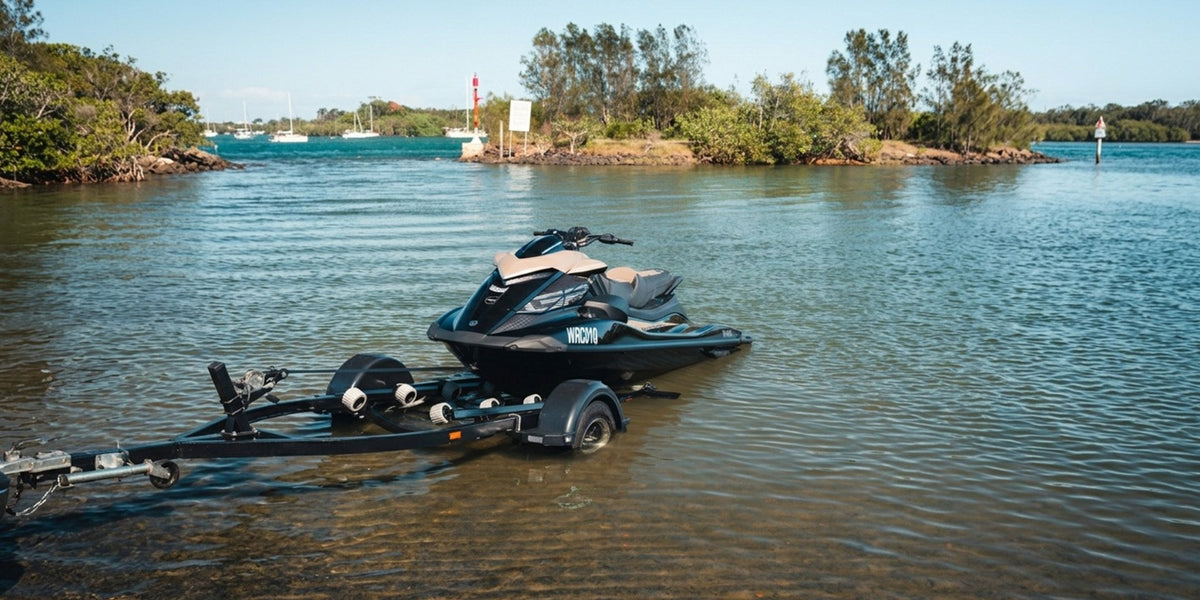 WORX built Yamaha GP SVHO on its trailer at the boat ramp