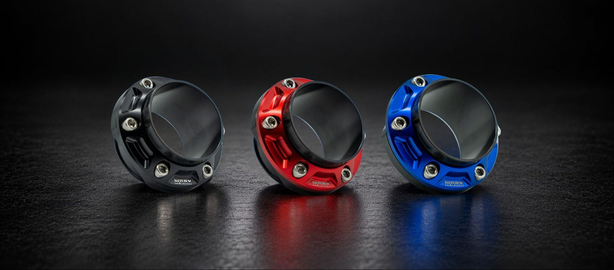 WORX Yamaha Jetblaster exhaust outlet in Stealth Black, Race Red and Nitro Blue anodised finishes