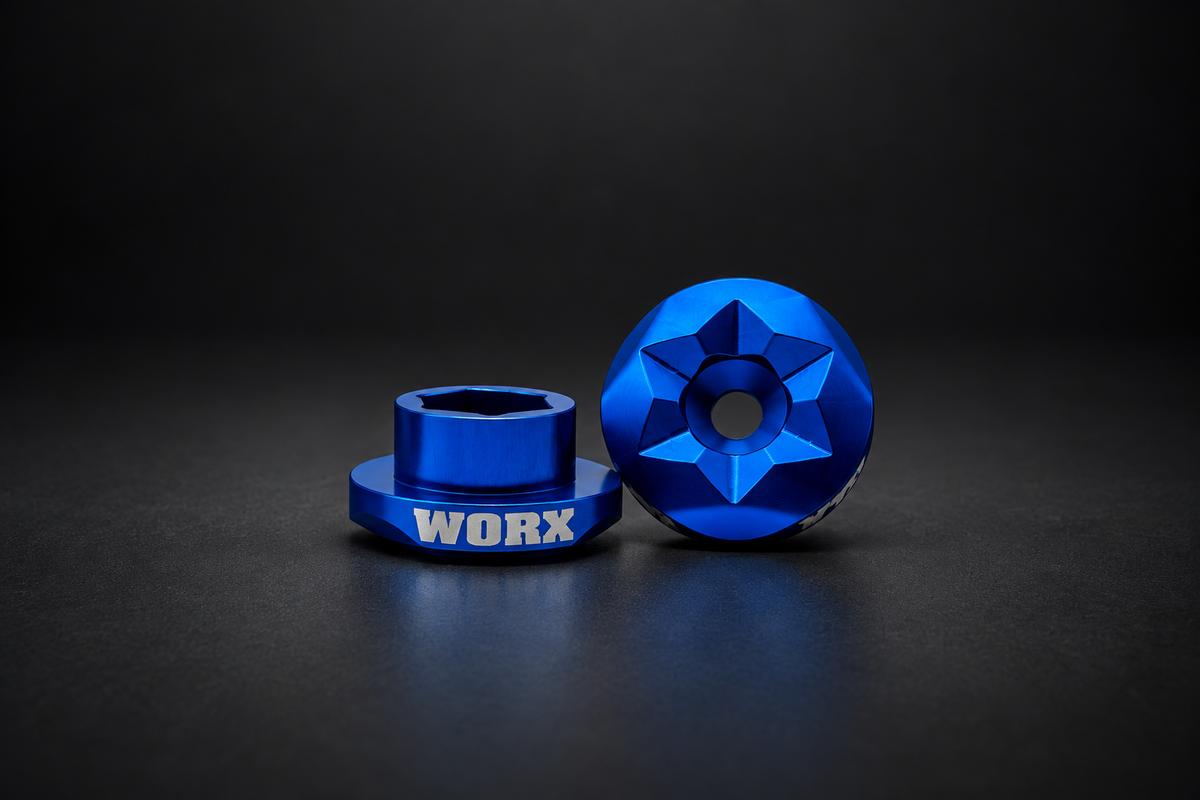 WORX WR06032 Yamaha Bar Extension in Nitro Blue, front and top view on dark studio background