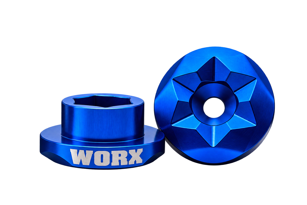 WORX WR06032 Yamaha Bar Extension in Nitro Blue, front and top view on light studio background