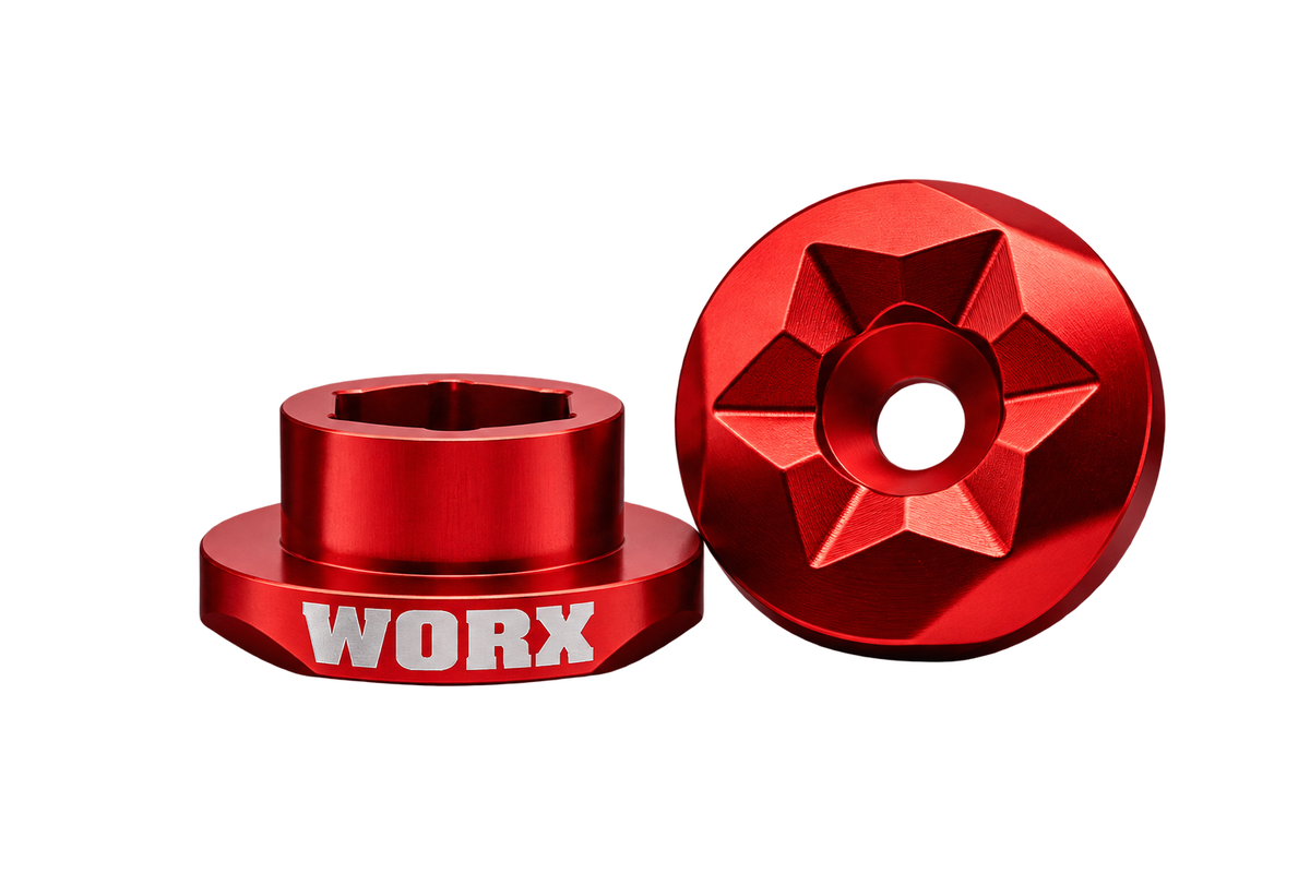 WORX WR06032 Yamaha Bar Extension in Race Red, front and top view on light studio background