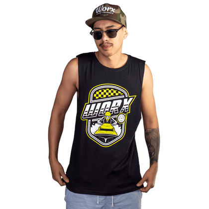 Black & Yellow Ski Singlet/Muscle Top